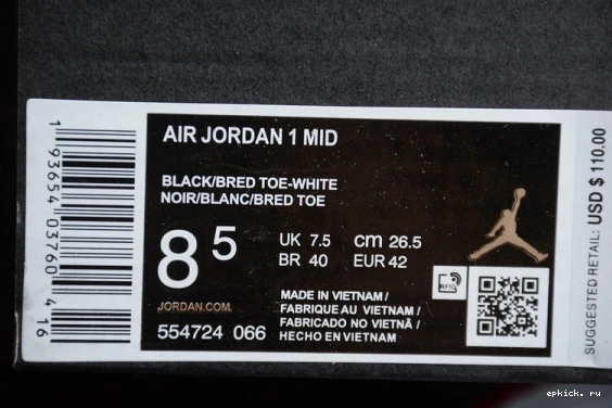 Cheap EP 554724-066 Air 554724-066 Jordan Mid  Bred Toe 1 0107